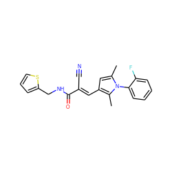 Cc1cc(/C=C(\C#N)C(=O)NCc2cccs2)c(C)n1-c1ccccc1F ZINC000001282692