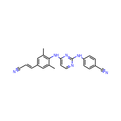 Cc1cc(/C=C/C#N)cc(C)c1Nc1ccnc(Nc2ccc(C#N)cc2)n1 ZINC000001554274