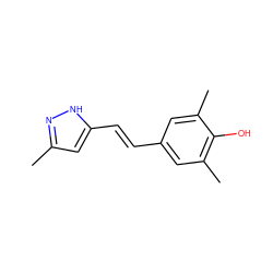 Cc1cc(/C=C/c2cc(C)c(O)c(C)c2)[nH]n1 ZINC000013820015