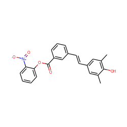 Cc1cc(/C=C/c2cccc(C(=O)Oc3ccccc3[N+](=O)[O-])c2)cc(C)c1O ZINC000058563531