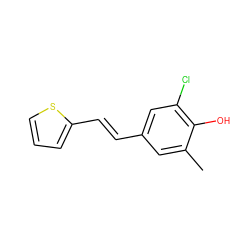 Cc1cc(/C=C/c2cccs2)cc(Cl)c1O ZINC000029553162