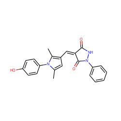 Cc1cc(/C=C2/C(=O)NN(c3ccccc3)C2=O)c(C)n1-c1ccc(O)cc1 ZINC000013815485