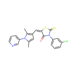 Cc1cc(/C=C2/SC(=S)N(c3cccc(Cl)c3)C2=O)c(C)n1-c1cccnc1 ZINC000006183305