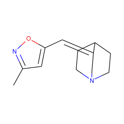 Cc1cc(/C=C2\CN3CCC2CC3)on1 ZINC000000006960