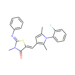 Cc1cc(/C=C2\S/C(=N\c3ccccc3)N(C)C2=O)c(C)n1-c1ccccc1F ZINC000073141072