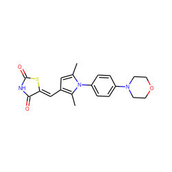 Cc1cc(/C=C2\SC(=O)NC2=O)c(C)n1-c1ccc(N2CCOCC2)cc1 ZINC000013655978