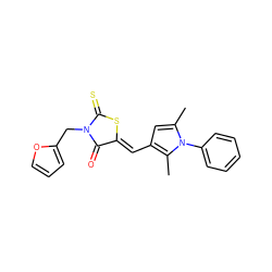 Cc1cc(/C=C2\SC(=S)N(Cc3ccco3)C2=O)c(C)n1-c1ccccc1 ZINC000013483029