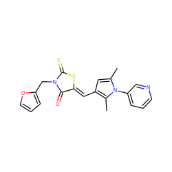 Cc1cc(/C=C2\SC(=S)N(Cc3ccco3)C2=O)c(C)n1-c1cccnc1 ZINC000013482927