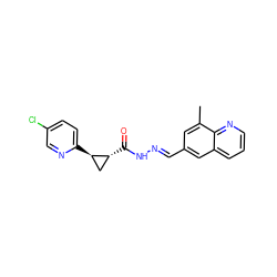 Cc1cc(/C=N/NC(=O)[C@@H]2C[C@H]2c2ccc(Cl)cn2)cc2cccnc12 ZINC000115595837