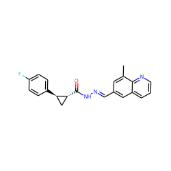 Cc1cc(/C=N/NC(=O)[C@@H]2C[C@H]2c2ccc(F)cc2)cc2cccnc12 ZINC000115596588