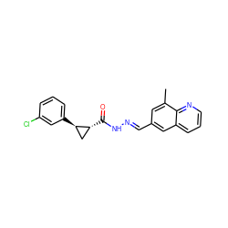 Cc1cc(/C=N/NC(=O)[C@@H]2C[C@H]2c2cccc(Cl)c2)cc2cccnc12 ZINC000115596846