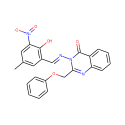 Cc1cc(/C=N/n2c(COc3ccccc3)nc3ccccc3c2=O)c(O)c([N+](=O)[O-])c1 ZINC000036277632