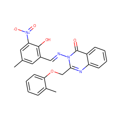 Cc1cc(/C=N/n2c(COc3ccccc3C)nc3ccccc3c2=O)c(O)c([N+](=O)[O-])c1 ZINC000036274493