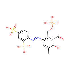 Cc1cc(/N=N/c2ccc(S(=O)(=O)O)cc2S(=O)(=O)O)c(COP(=O)(O)O)c(C=O)c1O ZINC000040917879