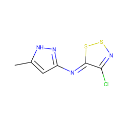 Cc1cc(/N=c2\ssnc2Cl)n[nH]1 ZINC000059201420