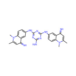 Cc1cc(=N)c2cc(Nc3nc(N)nc(Nc4ccc5c(c4)c(=N)cc(C)n5C)n3)ccc2n1C ZINC000377846630