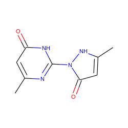 Cc1cc(=O)[nH]c(-n2[nH]c(C)cc2=O)n1 ZINC000100431401