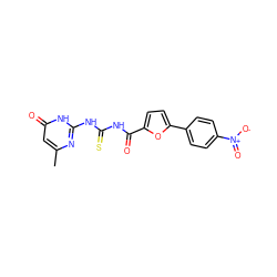 Cc1cc(=O)[nH]c(NC(=S)NC(=O)c2ccc(-c3ccc([N+](=O)[O-])cc3)o2)n1 ZINC000028566344