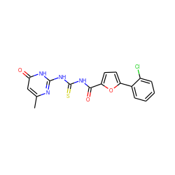 Cc1cc(=O)[nH]c(NC(=S)NC(=O)c2ccc(-c3ccccc3Cl)o2)n1 ZINC000028566153