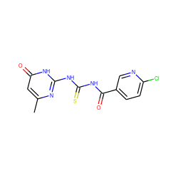 Cc1cc(=O)[nH]c(NC(=S)NC(=O)c2ccc(Cl)nc2)n1 ZINC000028566242