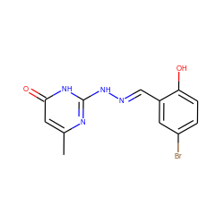 Cc1cc(=O)[nH]c(NN=Cc2cc(Br)ccc2O)n1 ZINC000254015297