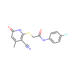 Cc1cc(=O)[nH]c(SCC(=O)Nc2ccc(F)cc2)c1C#N ZINC000013571273