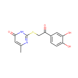 Cc1cc(=O)[nH]c(SCC(=O)c2ccc(O)c(O)c2)n1 ZINC000018163844