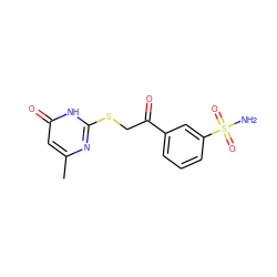 Cc1cc(=O)[nH]c(SCC(=O)c2cccc(S(N)(=O)=O)c2)n1 ZINC000096940232