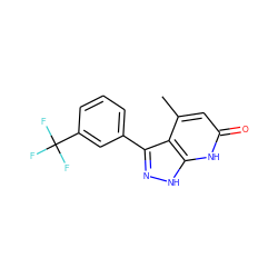 Cc1cc(=O)[nH]c2[nH]nc(-c3cccc(C(F)(F)F)c3)c12 ZINC000063539429