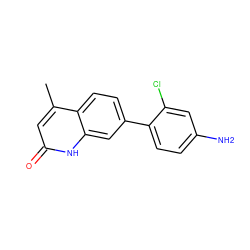 Cc1cc(=O)[nH]c2cc(-c3ccc(N)cc3Cl)ccc12 ZINC000095921061