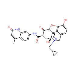 Cc1cc(=O)[nH]c2cc(NC(=O)[C@@H]3C[C@@]4(O)[C@H]5Cc6ccc(O)c7c6[C@@]4(CCN5CC4CC4)[C@@H](O7)C3=O)ccc12 ZINC000169694477