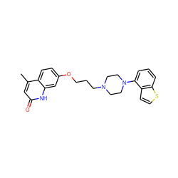 Cc1cc(=O)[nH]c2cc(OCCCN3CCN(c4cccc5sccc45)CC3)ccc12 ZINC000115088443