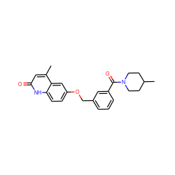 Cc1cc(=O)[nH]c2ccc(OCc3cccc(C(=O)N4CCC(C)CC4)c3)cc12 ZINC000045337790