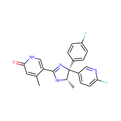 Cc1cc(=O)[nH]cc1C1=N[C@@](c2ccc(F)cc2)(c2ccc(F)nc2)[C@H](C)N1 ZINC000071295447