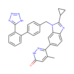 Cc1cc(=O)[nH]nc1-c1ccc2nc(C3CC3)n(Cc3ccc(-c4ccccc4-c4nnn[nH]4)cc3)c2c1 ZINC000028756264