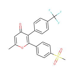 Cc1cc(=O)c(-c2ccc(C(F)(F)F)cc2)c(-c2ccc(S(C)(=O)=O)cc2)o1 ZINC000013581185