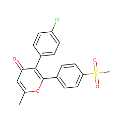 Cc1cc(=O)c(-c2ccc(Cl)cc2)c(-c2ccc(S(C)(=O)=O)cc2)o1 ZINC000000588134