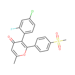 Cc1cc(=O)c(-c2ccc(Cl)cc2F)c(-c2ccc(S(C)(=O)=O)cc2)o1 ZINC000013581191