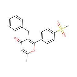 Cc1cc(=O)c(Cc2ccccc2)c(-c2ccc(S(C)(=O)=O)cc2)o1 ZINC000012352382