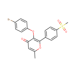 Cc1cc(=O)c(Oc2ccc(Br)cc2)c(-c2ccc(S(C)(=O)=O)cc2)o1 ZINC000013581196