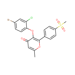 Cc1cc(=O)c(Oc2ccc(Br)cc2Cl)c(-c2ccc(S(C)(=O)=O)cc2)o1 ZINC000013581215