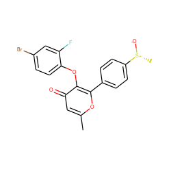 Cc1cc(=O)c(Oc2ccc(Br)cc2F)c(-c2ccc([S@@+](C)[O-])cc2)o1 ZINC000003986167