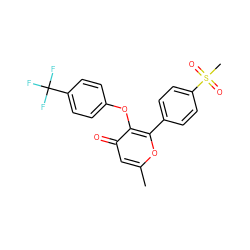 Cc1cc(=O)c(Oc2ccc(C(F)(F)F)cc2)c(-c2ccc(S(C)(=O)=O)cc2)o1 ZINC000013581200