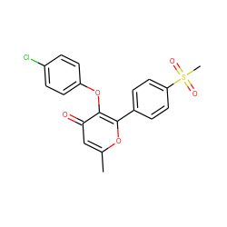 Cc1cc(=O)c(Oc2ccc(Cl)cc2)c(-c2ccc(S(C)(=O)=O)cc2)o1 ZINC000000588142