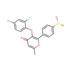 Cc1cc(=O)c(Oc2ccc(Cl)cc2F)c(-c2ccc([S@+](C)[O-])cc2)o1 ZINC000013977522