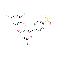 Cc1cc(=O)c(Oc2ccc(F)cc2F)c(-c2ccc(S(C)(=O)=O)cc2)o1 ZINC000000588145