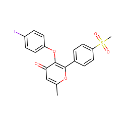 Cc1cc(=O)c(Oc2ccc(I)cc2)c(-c2ccc(S(C)(=O)=O)cc2)o1 ZINC000013581198