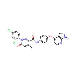 Cc1cc(=O)n(-c2ccc(Cl)cc2Cl)nc1C(=O)Nc1ccc(Oc2ccnc3c2ccn3C)cc1 ZINC001772624122