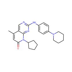 Cc1cc(=O)n(C2CCCC2)c2nc(Nc3ccc(N4CCCCC4)cc3)ncc12 ZINC000013641487