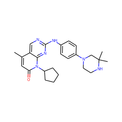 Cc1cc(=O)n(C2CCCC2)c2nc(Nc3ccc(N4CCNC(C)(C)C4)cc3)ncc12 ZINC000013641539